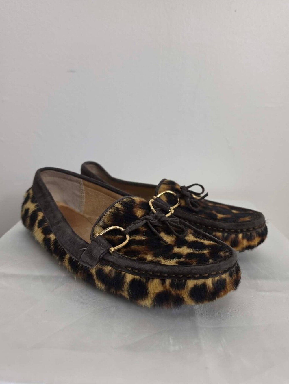 Lauren Ralph Lauren Leopard Print Faux Fur Moccasins with Gold-Tone Bit